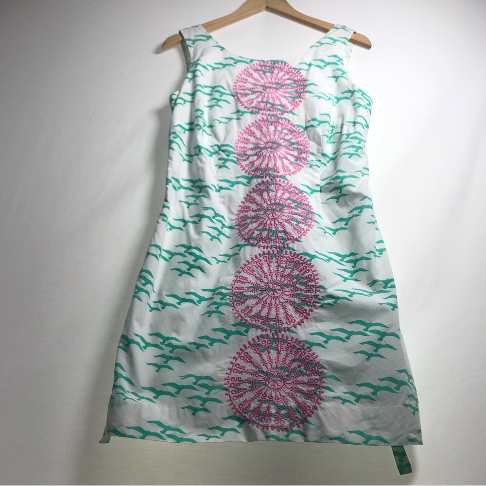 Lilly Pulitzer Embroidered Summer Delia Dress Hotty Pink Flock To Me Seagull 8 - Picture 2 of 11